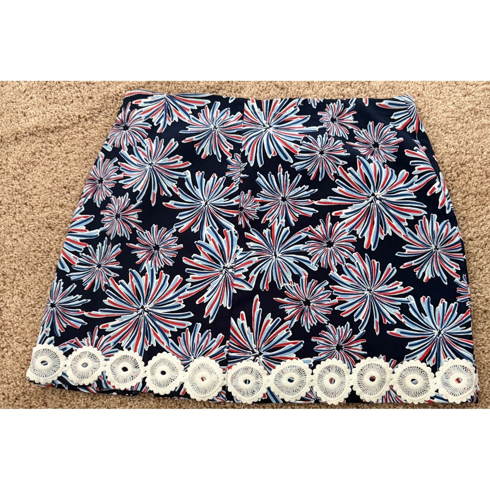 Crown & Ivy Firecracker Floral Skort Navy Red White Lace Trim Mini Skirt - Picture 10 of 10